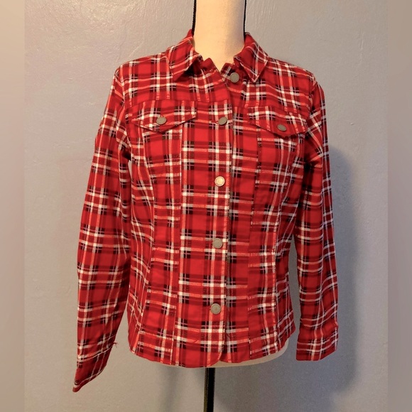 Charter Club Red Denim Plaid Jacket - Picture 2 of 15